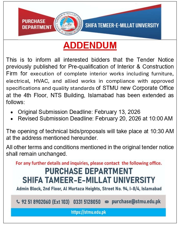 Draft Advertisement Prequalification Addendum Notice