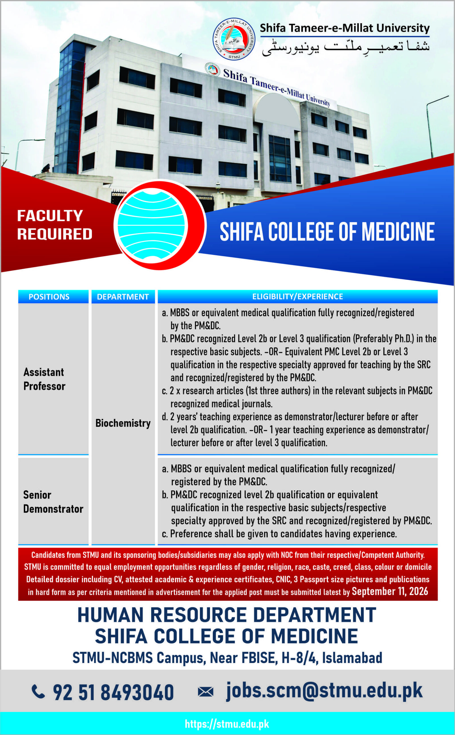 Ad for SCM Assistant Professor Senior Demonstrator Biochemistry August 2026 scaled